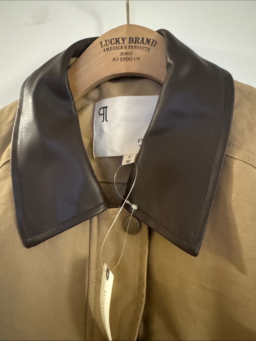 Pilcro Tan Bomber Jacket with Dark Brown Collar - Picture 2 of 5